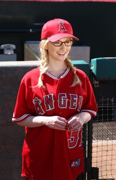 "The First Pitch Insufficiency" -- Wolowitz is nervous after NASA asks him to throw out the first pitch at a Los Angeles Angels game, on THE BIG BANG THEORY, Monday, Sept. 29, 2014 (8:00-8:31, ET/PT), on the CBS Television Network. Pictured: Melissa Rauch Photo: Sonja Flemming/CBS ©2014 CBS Broadcasting, Inc. All Rights Reserved 