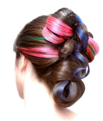 Multi-colored Brunette Updo On Long Hair