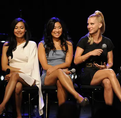 GLEE: Cast members (L-R): Amber Riley, Naya Rivera, Jenna Ushkowitz and Heather Morris answer questions at an evening of music and cocktails at The Music Box & Fonda Theater in Los Angeles, CA on Tuesday, July 27. Cr: Frank Micelotta/ FOX
