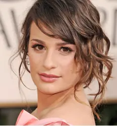 Curly Girl Lea Michele With Loose Wavy Updo