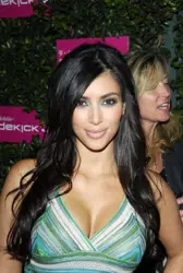 Kim Kardashian With Side Swept Raven Black Hair