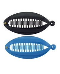 HB Interlocking Combs With A Hinge And End Clip in Black And Blue At HairBoutique.com