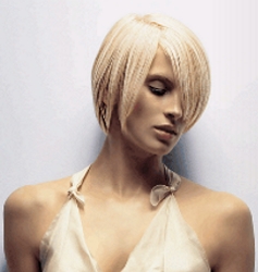 Platinun Blonde With Short Hair And Long Fringe