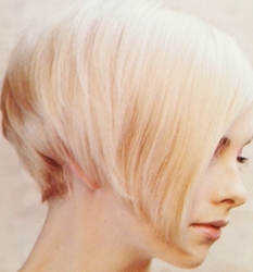 White Blonde Short Asymetrical Haircut