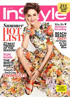 Cover on June 2014 InStyle Magazine with  InStyle Cover Star Shailene Woodley - Haircolor by Tracey Cunningham for Redken - All Rights Reserved