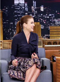 Kate Walsh Wearing Ponytail During Interview With Jimmy Kimmel - Actress Kate Walsh during an interview with host Jimmy Fallon on September 29, 2014 -- (Photo by: Douglas Gorenstein/NBC) Monday, September 29 on NBC (11:35 p.m.-12:35 a.m.) 