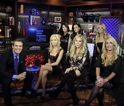 October 15, 2010<br /> Watch What Happens Live - "Guests: The Real Housewives of Beverly Hills" - Pictured: (l-r) Andy Cohen, Camille Grammer, Lisa VanderPump, Kyle Richards, Adrienne Maloof, Taylor Armstrong, Kim Richards Photo by: Heidi Gutman/Bravo<br />