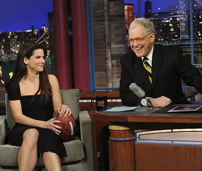 LATE SHOW -- Actor Sandra Bullock on the LATE SHOW with DAVID LETTERMAN on Monday, Feb. 8 (11:35 PM-12:37 AM, ET/PT) on the CBS Television Network. Photo: Heather Wines/CBS @2010 CBS Broadcasting Inc. All Rights Reserved