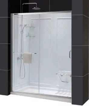 DreamLine Infinity-Z Shower Door, 36" by 60" Shower Base Center Drain and QWALL-5 Shower Backwall Kit, DL-6119C-04CL - Amazon.com
