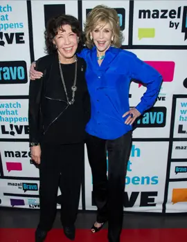 Lily Tomlin &amp; Jane Fonda - May 15, 2015 - WATCH WHAT HAPPENS LIVE -Pictured: (l-r) Lily Tomlin,  Jane Fonda - (Photo by: Charles Sykes/Bravo)<br /> 2014 Bravo Media, LLC