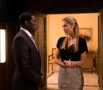 (l-r) Wesley Snipes as Mr. Johnson, Charity Wakefield as Cassandra -- (Photo by: Brandon Hickman/NBC)