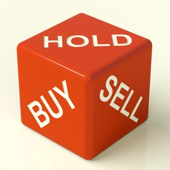 Buy Hold And Sell Red Dice Representing Stocks Strategy