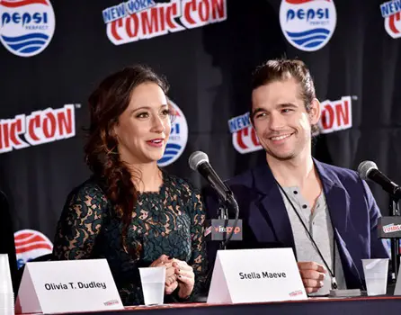 Long Sexy Stella Maeve Hair NEW YORK COMIC CON -- "The Magicians Panel" -- Pictured: (l-r) Stella Maeve, Jason Ralph -- (Photo by: Mike Coppola/Syfy)