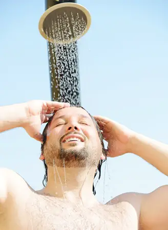 At Home Hair Conditioning Maple Syrup Hair Mask - Maple Syrup - Shower - All Rights Reserved -White Towels - All Rights Reserved