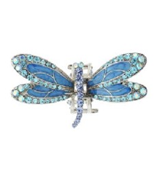 Karen Marie Enamel And Crystal Encrusted Dragonfly Jaw In Aqua