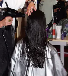 Blow Drying During Hair Makeover Session