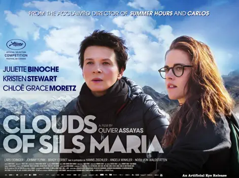 Kristen Stewart pictured with Juliette Binoche on the Clouds Of Sils Maria film - She became the first American to win a prestigious Cesar award for her supporting role in the highly acclaimed film.