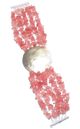 Elizabeth Brady - Amphitrite Bracelet - Cherry Quartz & Polished Blacklip Oyster Shell