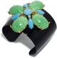 Gerard Yosca - Black Cuff w/Green & Turquoise Hued Stones