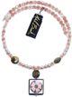 Michele Busch - Choker Necklace - Pink Pearls & Pink & Brown Accents w/Bone Flower Drop